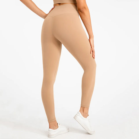 066 High Waist Crossover V Waist Nude Pilate Yoga Leggings