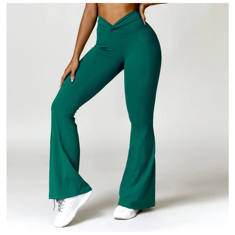 074 Women's Yoga Pants Flare Leggings High Waist Wide Leg Pants