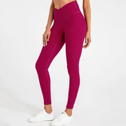 066 High Waist Crossover V Waist Nude Pilate Yoga Leggings