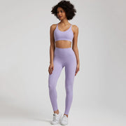 058 Women's Yoga Set Buttery Soft High Waist Gym Leggings & Crisscross Sports Bra