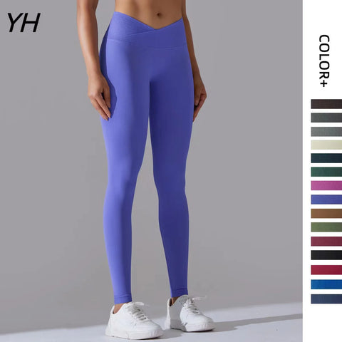 060 V Cross Waist Push Up Fitness Leggings