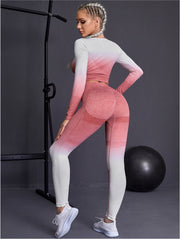 072 Ombre  Fitness Long Sleeves + Push Up Leggings