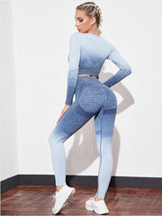 037 Ombre  Fitness Long Sleeves + Push Up Leggings
