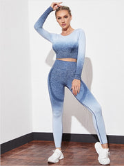 037 Ombre  Fitness Long Sleeves + Push Up Leggings