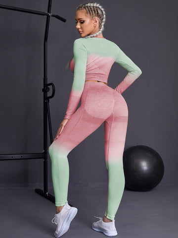 037 Ombre  Fitness Long Sleeves + Push Up Leggings