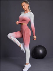 037 Ombre  Fitness Long Sleeves + Push Up Leggings