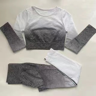 037 Ombre  Fitness Long Sleeves + Push Up Leggings