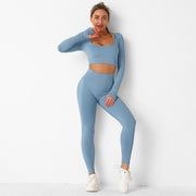 040 Seamless long sleeves crop top + leggings