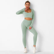 040 Seamless long sleeves crop top + leggings