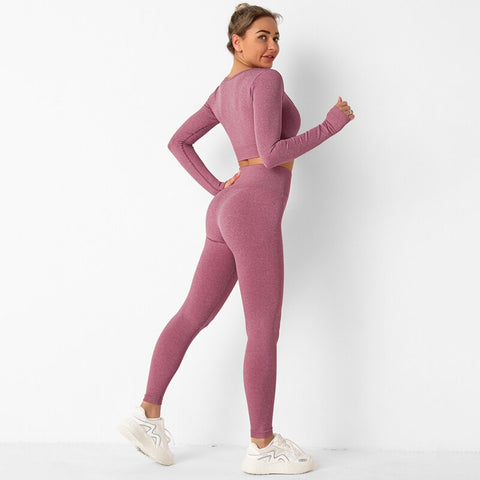 040 Seamless long sleeves crop top + leggings
