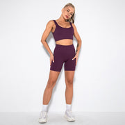 016 Seamless Stripe Fitness Top & Shorts