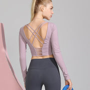 034 Open Back Sexy Fitness Crop Top