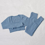 040 Seamless long sleeves crop top + leggings