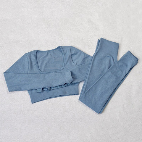 040 Seamless long sleeves crop top + leggings