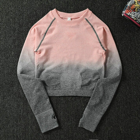 039 Long Sleeve Crop Tops + High Waisted Tummy Control Sport Leggings