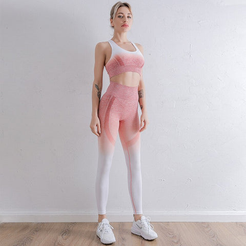 038 Ombre Seamless Fitness Bra + Push Up Leggings