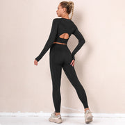 046 Long Sleeve Crop Top & Peach Shape  Fitness  Workout Leggings