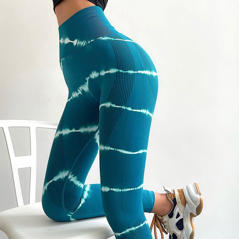 Sandee Rain Boutique - Textured High Yoga Waist Tummy Control Scrunch Butt  Tie Dye Leggings Sandee - Sandee Rain Boutique
