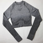 039 Long Sleeve Crop Tops + High Waisted Tummy Control Sport Leggings