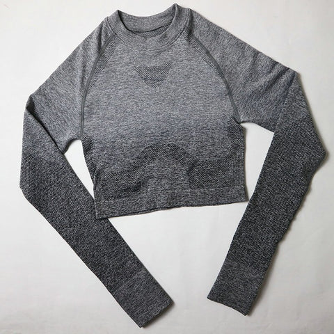 039 Long Sleeve Crop Tops + High Waisted Tummy Control Sport Leggings
