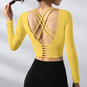 034 Open Back Sexy Fitness Crop Top