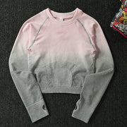039 Long Sleeve Crop Tops + High Waisted Tummy Control Sport Leggings