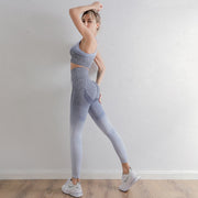 038 Ombre Seamless Fitness Bra + Push Up Leggings