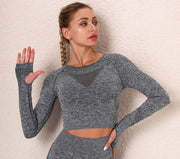 046 Long Sleeve Crop Top & Peach Shape  Fitness  Workout Leggings