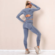046 Long Sleeve Crop Top & Peach Shape  Fitness  Workout Leggings