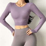 032 Cross Back  Long Sleeve With Padded Fitness Top