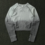 039 Long Sleeve Crop Tops + High Waisted Tummy Control Sport Leggings
