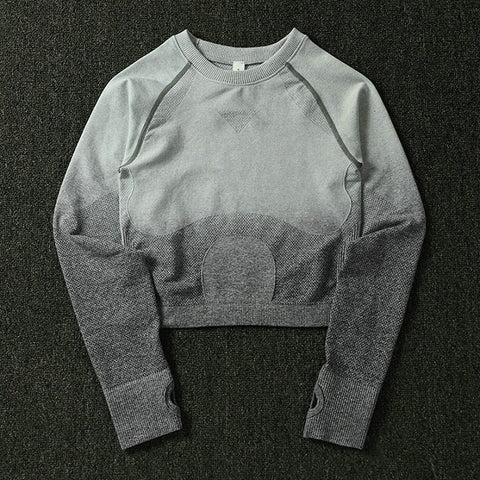 039 Long Sleeve Crop Tops + High Waisted Tummy Control Sport Leggings