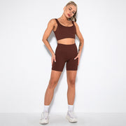 016 Seamless Stripe Fitness Top & Shorts