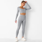 040 Seamless long sleeves crop top + leggings