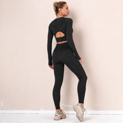 046 Long Sleeve Crop Top & Peach Shape  Fitness  Workout Leggings