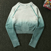 039 Long Sleeve Crop Tops + High Waisted Tummy Control Sport Leggings