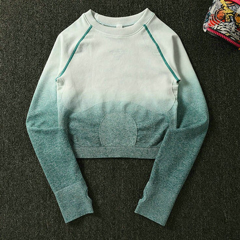 039 Long Sleeve Crop Tops + High Waisted Tummy Control Sport Leggings