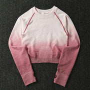 039 Long Sleeve Crop Tops + High Waisted Tummy Control Sport Leggings
