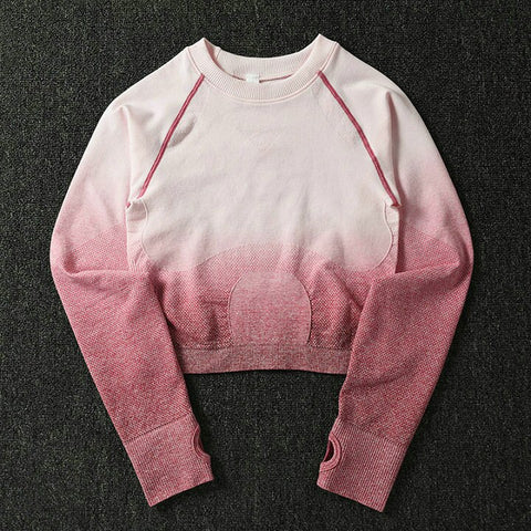 039 Long Sleeve Crop Tops + High Waisted Tummy Control Sport Leggings