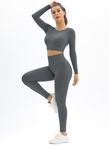055 New Women Seamless Yoga Set Sexy Backless PUSH UP Leggings Set