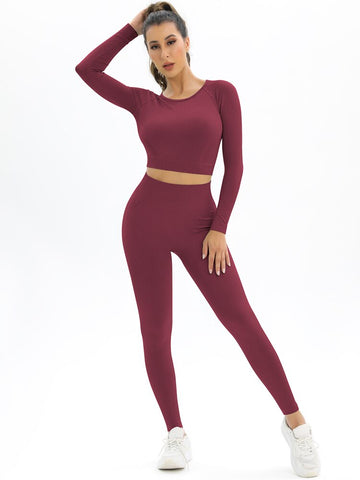 055 New Women Seamless Yoga Set Sexy Backless PUSH UP Leggings Set