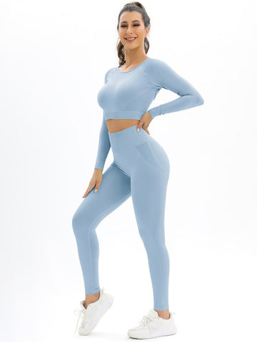 055 New Women Seamless Yoga Set Sexy Backless PUSH UP Leggings Set