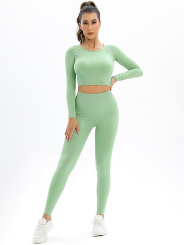 055 New Women Seamless Yoga Set Sexy Backless PUSH UP Leggings Set