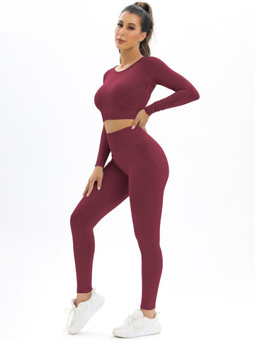 055 New Women Seamless Yoga Set Sexy Backless PUSH UP Leggings Set