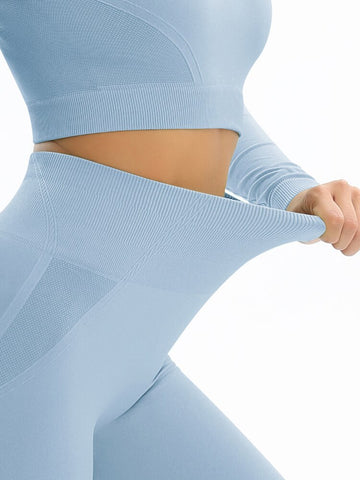 055 New Women Seamless Yoga Set Sexy Backless PUSH UP Leggings Set