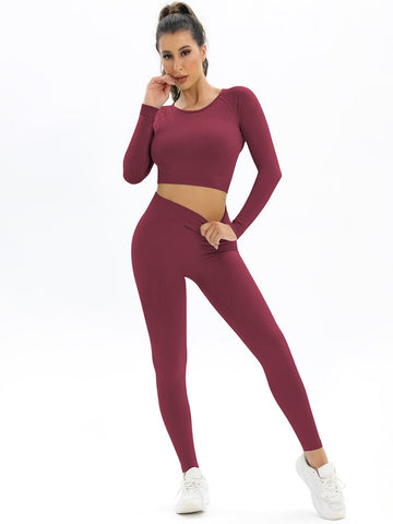 055 New Women Seamless Yoga Set Sexy Backless PUSH UP Leggings Set